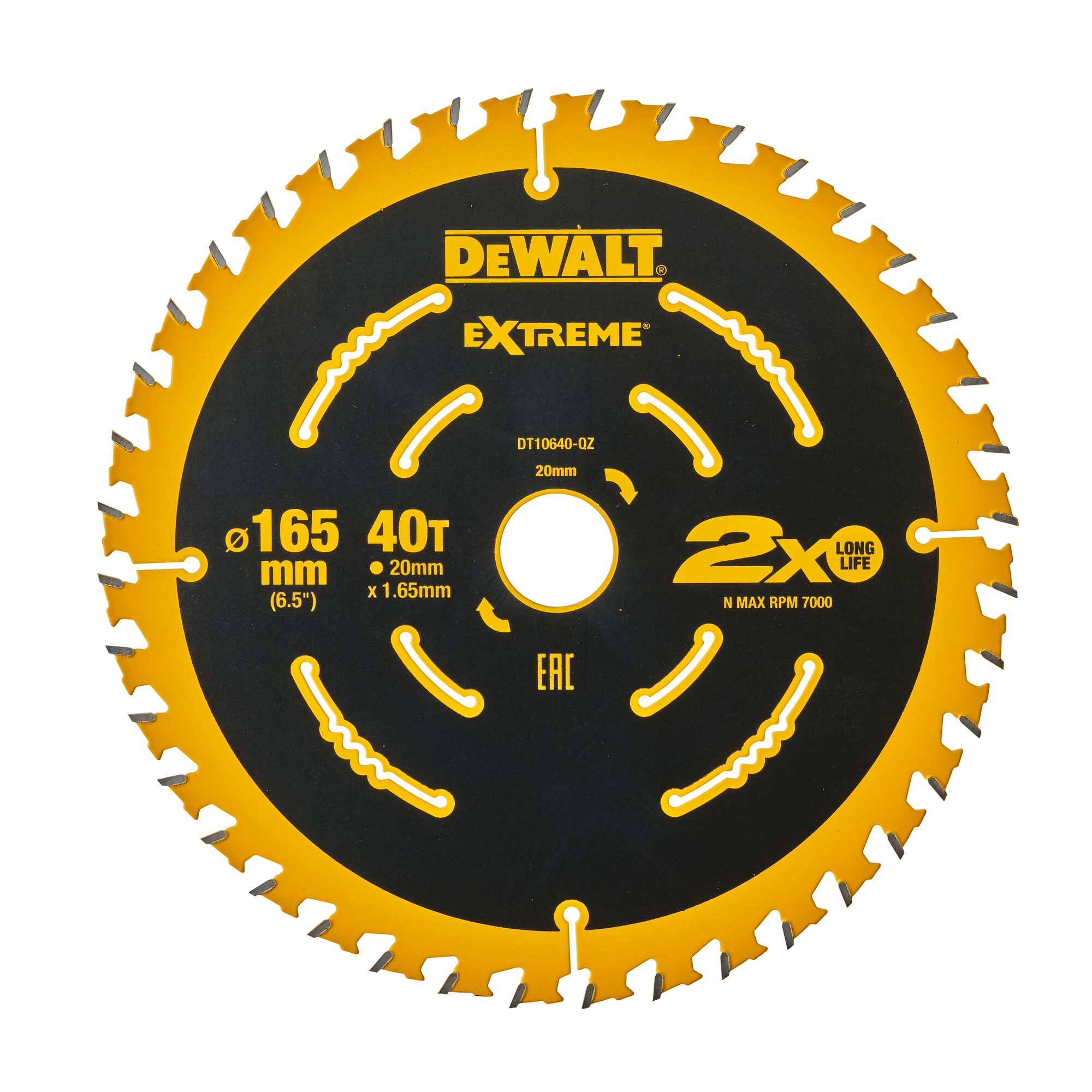 Dewalt 165mm circular top saw blade 40t