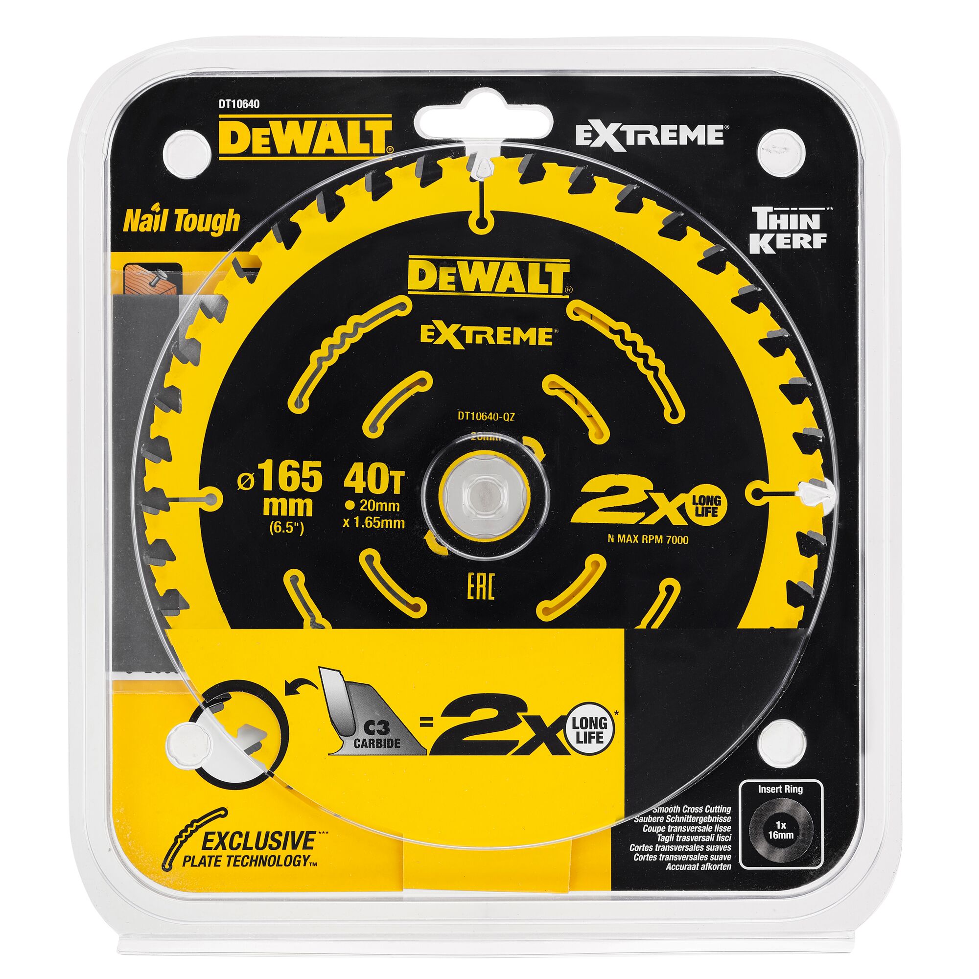 Dewalt 165mm circular top saw blade 40t