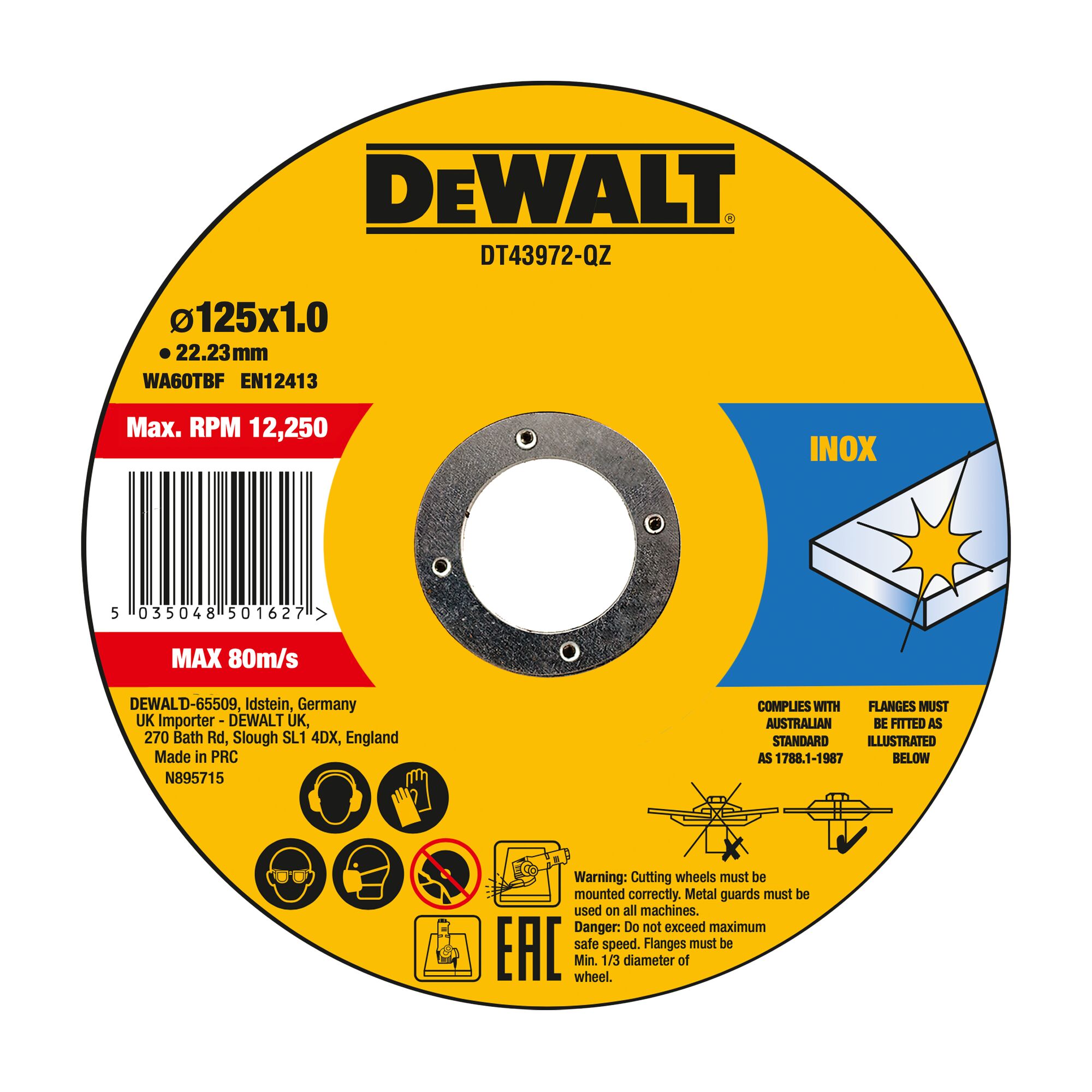 HIGH PERFORMANCE BONDED DISC THIN FAST CUT 10 X TIN 125MM X 1.0